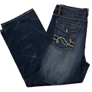 Coogi Authentic Jeans Men's 40 X 34 Rainbow Colors Embroidery Dark Wash Denim